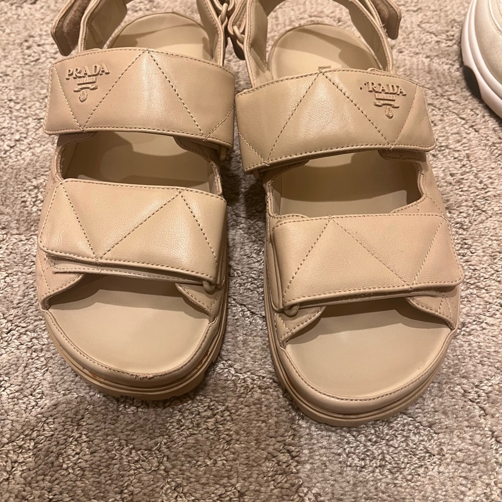 Prada Tan Quilted Sandals - Picture 2 of 2